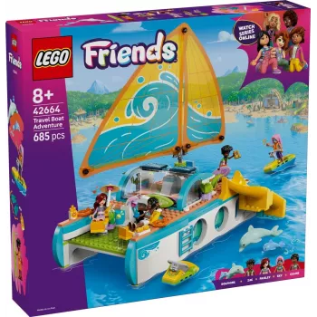 LEGO Friends Spielset Reiseboot-Abenteuer 42664 — 685 Teile, 4 Mini-Puppen, ab 8 Jahren, 260×190×320 mm