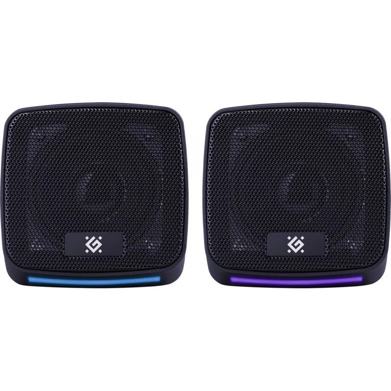 PC-Lautsprecher DEFENDER J3 2.0 6W LED USB, 2×3W RMS, 90–20000 Hz, 3,5 mm, schwarz