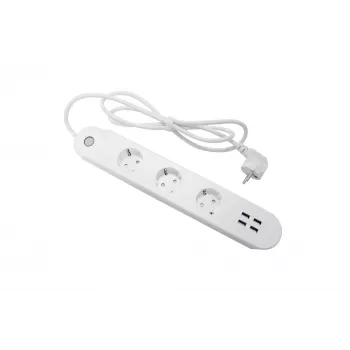 Intelligente Steckdosenleiste Denver SHP-300U 3 AC-Steckdosen Typ E 4 Weiß