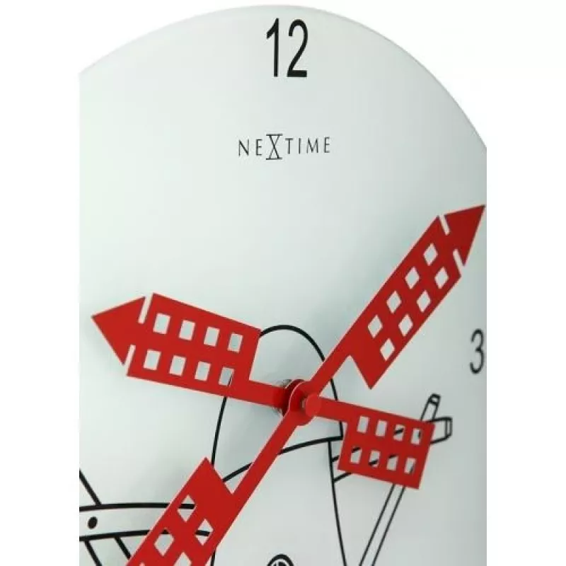 NeXtime Uhr 8807 Windmil, Ø30 cm, Wand, Weiß/ Schwarz/ Rot