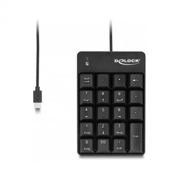 Numerischer Tastenblock DeLOCK 12108 USB Schwarz 19 Tasten 1,6 m Kabel