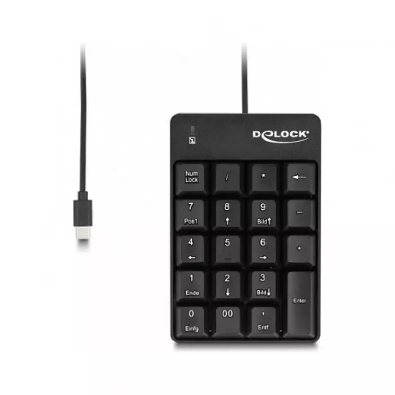 Numerischer Tastenblock DeLOCK 12108 USB Schwarz 19 Tasten 1,6 m Kabel