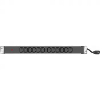 Tecline 19-Zoll PDU 12x IEC13-Buchse im Aluminiumgehäuse 1U, 3x 1,5mm Kabel 2,5m, RAL 9005 Schwarz (808902)