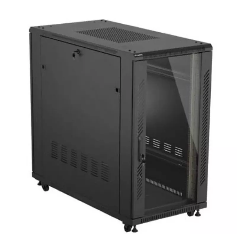 Rack-Schrank LANBERG FF01-6222-12B 22U 600x1200 mm schwarz mit Glasfront- und -rücktüren