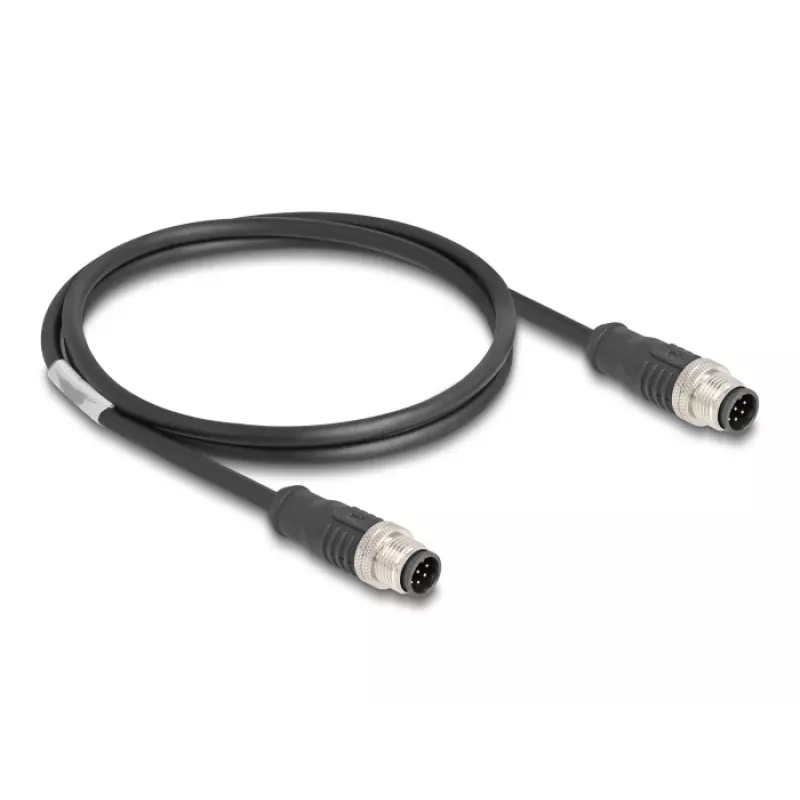 Netzwerkkabel DeLOCK M12 Kabel A-kodiert 8-Pin Stecker auf Stecker Cat5e 1 m Schwarz