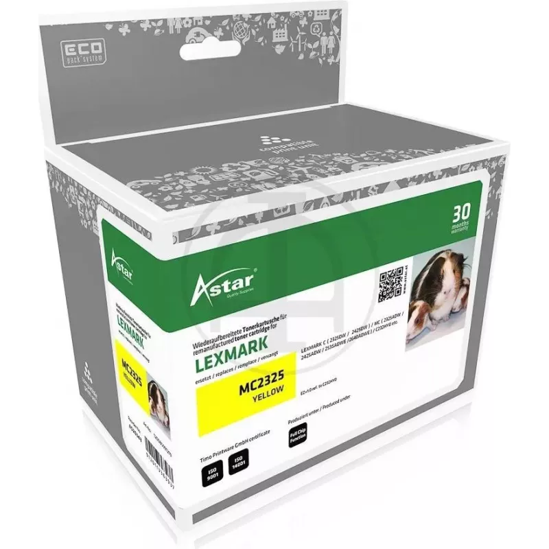 ASTAR AS20343 ASTAR LEXMARK C232HY0 MC Toner - yellow HC rebuilt 2300Seiten (AS20343)