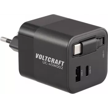VOLTCRAFT UC-45W002 USB-Ladegerät 45 W 1x USB-A, 2x USB-C® USB PD Schwarz Innenbereich GaN, USB Power Delivery (USB-PD), Schnellladegerät (VC-17330925)