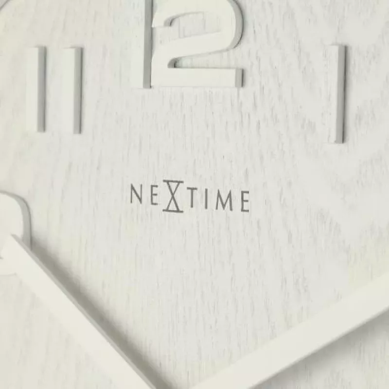 NeXtime 3096WI - Wanduhr - Quarzuhr - Rund - Weiß - Holz - Holz