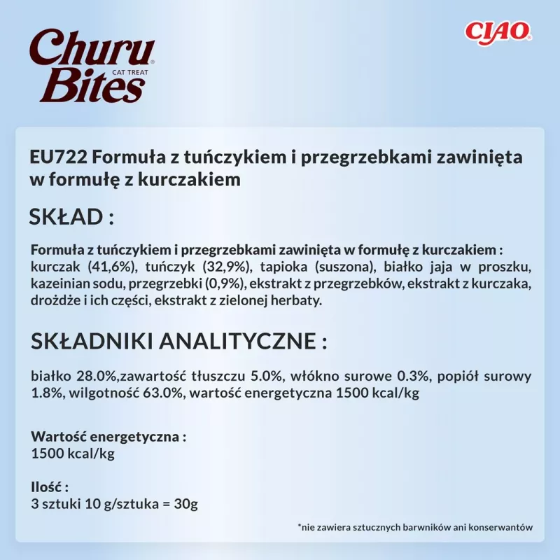 INABA Churu Bites Huhn mit Thunfisch und Jakobsmuscheln - Katzenleckerli - 3x10 g