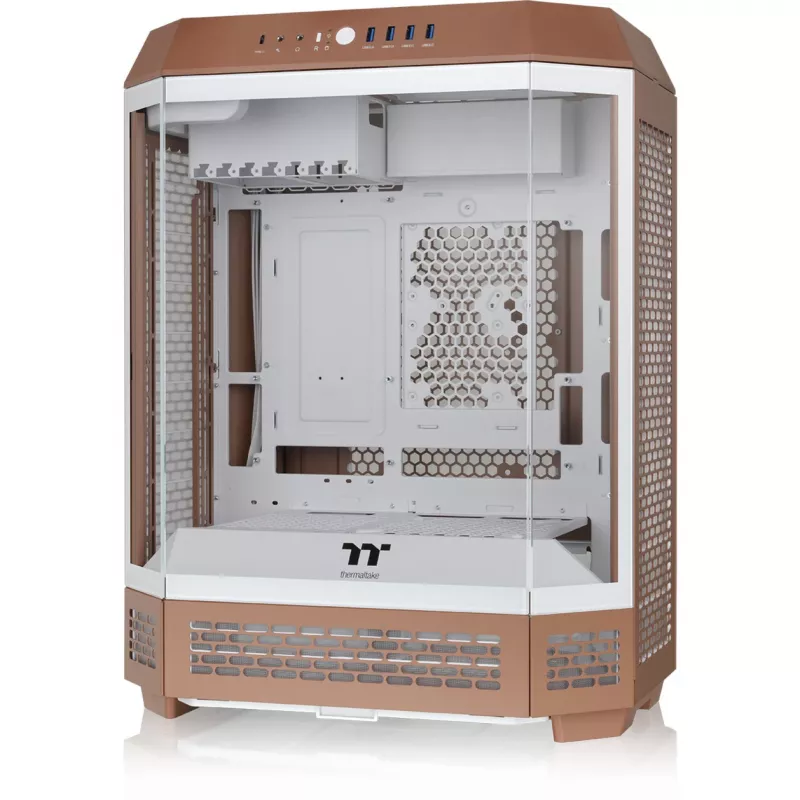 PC-Gehäuse Thermaltake The Tower 600 Midi-Tower Mokka — ATX/Micro-ATX/Mini-ITX, gehärtetes Glas, 1x 3,5 Zoll + 2x 2,5 Zoll, 4x USB 3.2
