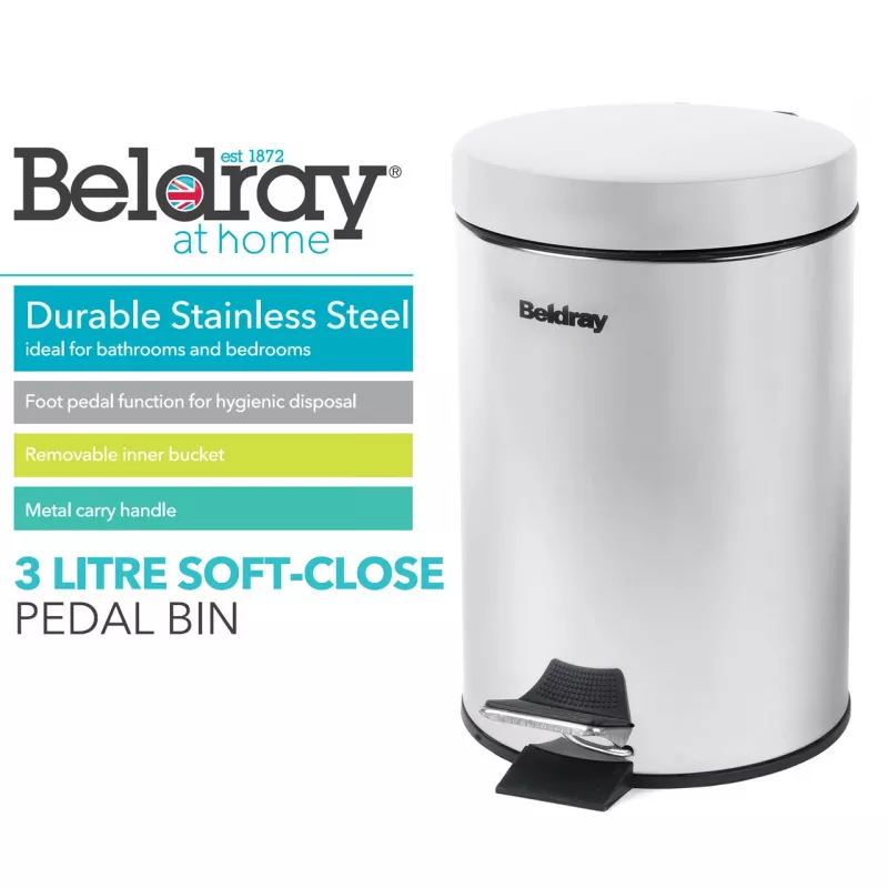 Tretmülleimer Beldray LA038098SSAFEU7 3 Liter Soft-Close Edelstahl