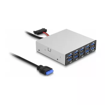 DeLOCK 64208 USB-Pin-Header-Hub 19 Pin 5000 Mbit/s Schwarz Grau