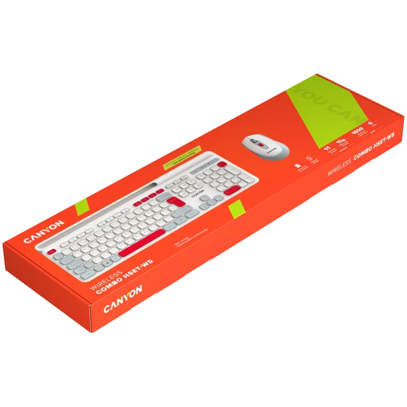 CANYON HSET-W5 EN Tastatur+Maus AAA+AA kabellos Weiß
