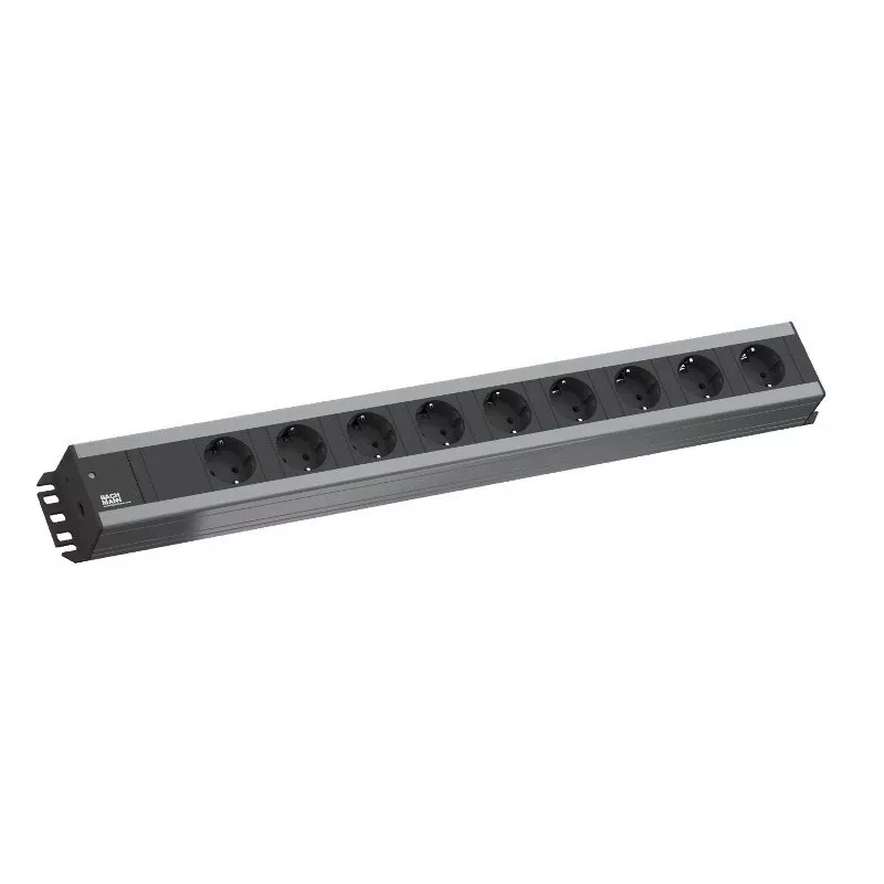 Bachmann 300.001 Stromverlängerung 2 m 9 AC-Steckdosen, Innenbereich, Schwarz, Grau