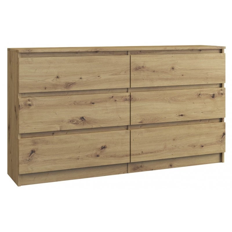 Kommode Topeshop M6 140 ARTISAN Eiche 6 Schubladen
