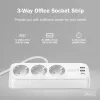 Mehrfachsteckdose DIGITUS 3-fach mit 2×USB-A und 1×USB-C, 3 AC-Steckdosen Typ E/F, 1,5 m Kabel, weiß