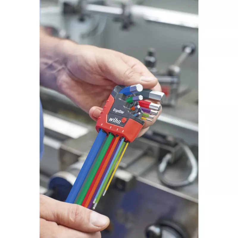 Inbusschlüsselsatz im ErgoStar-Halter, Schraubendreher 9-teilig, MagicRing Haltefunktion