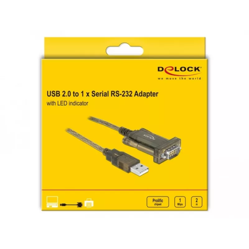 Serielles Kabel DeLOCK 64073 USB Typ-A DB-9 Transparent 2m