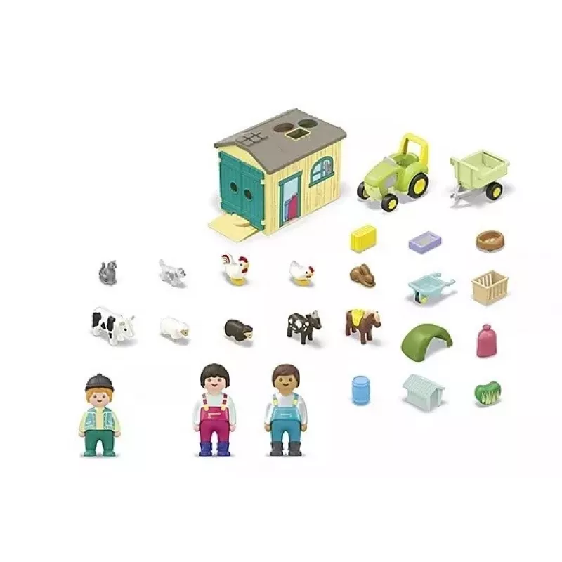 Set mit Figuren Bauernhof-Abenteuer mit Traktor, Anhänger und Tieren