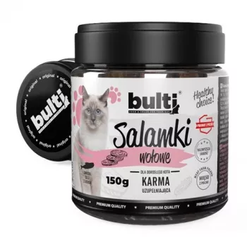 Katzenleckerli BULT Rind 150 g – fleischige Kausnacks für ausgewachsene Katzen, reiner Rindfleischgeschmack, 150-g-Beutel
