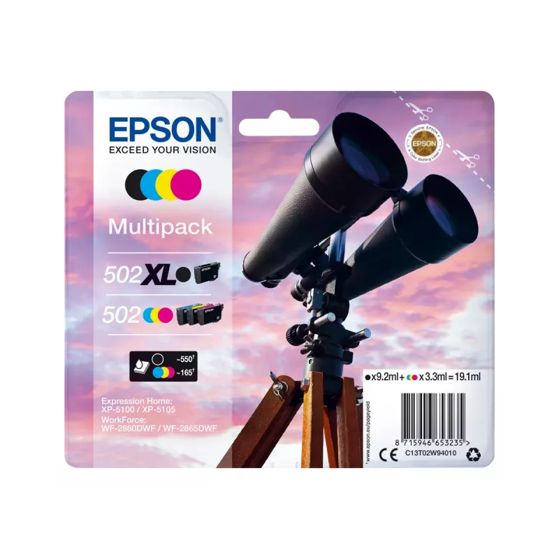 Epson 502 XL Tintenpatrone 4 Stk. Original Hoch (XL) Reichweite Schwarz, Blau, Magenta, Gelb