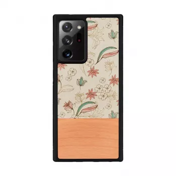 Schutzhülle man and wood für Samsung Galaxy Note 20 Ultra — Pinke Blume auf Schwarz