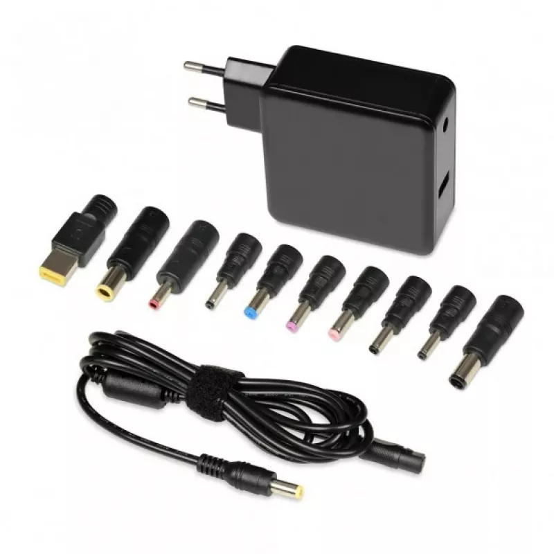 Laptop-Netzteil IBOX IUZ65WA, AC/DC automatisch 100–240V → 18,5–20,5V, 65W, 1×USB, schwarz