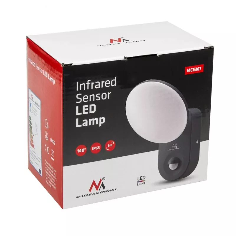 MACLEAN MCE367 Wandleuchte LED mit PIR-Sensor, Außen-Wandleuchte mit Bewegungsmelder