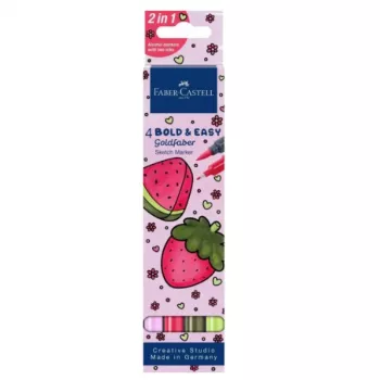 Marker-Set, Faber-Castell 164816 – 4 Stück, Tintenfarben: Grün, Lila, Rosa, Gelb