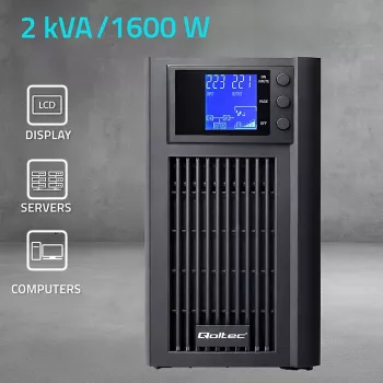 UPS QOLTEC Pure Sine Wave 2kVA 1600W mit AVR und LCD-Display