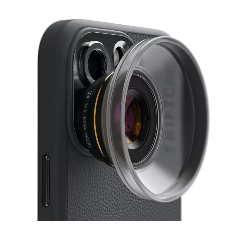 Fotoobjektiv ShiftCam LU-MC-025-23-EF — Makroobjektiv 25x, M12-Anschluss, Aluminium/Glas, 34,8 mm, 36,6 g, Schwarz/Gold