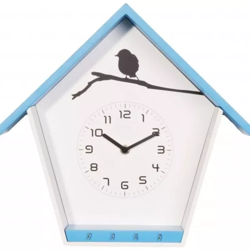 NeXtime klok 3109bl Cuckey, 30,5x33x11 cm, Wand, Blau/Weiß
