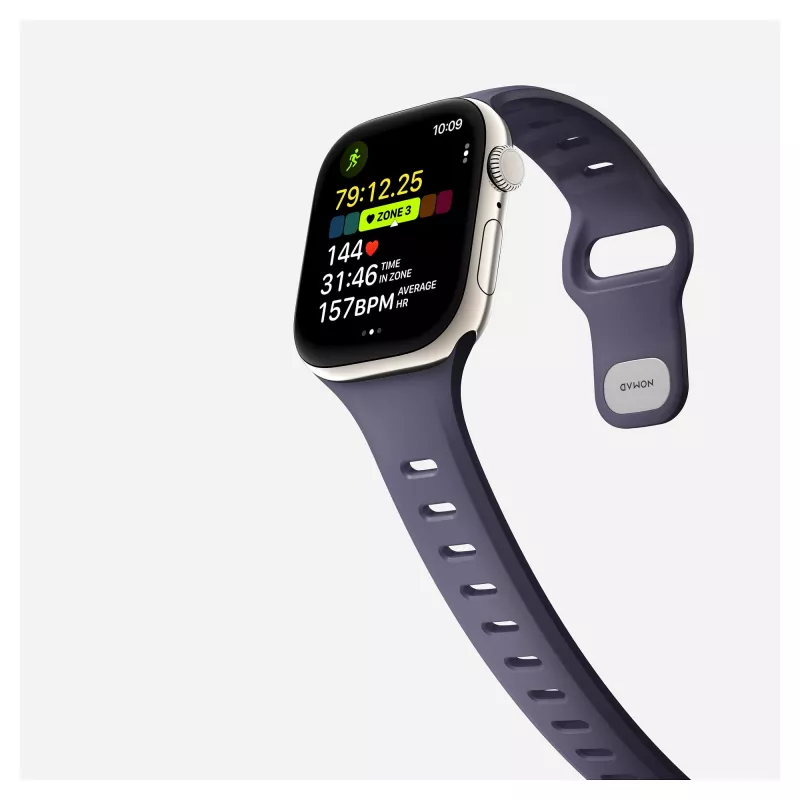 Band Nomad Tempo Band Lila Gummi, kompatibel mit Smartwatch, 18 mm Breite, Handgelenk 135–175 mm