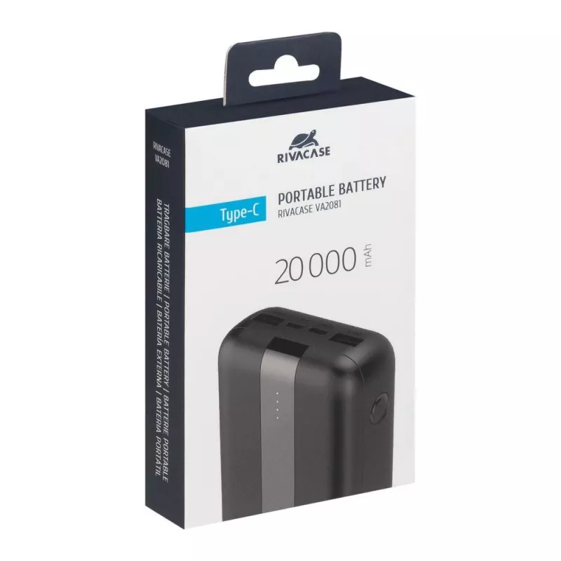 Power Bank USB 20000MAH/VA2081 Schwarz Rivacase