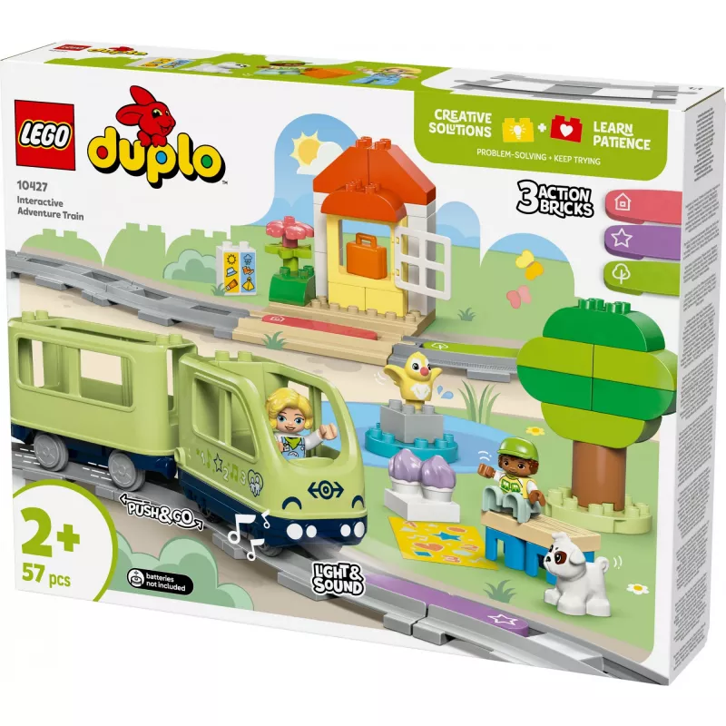 Spielzeug-Zugset LEGO DUPLO Interaktive Abenteuer-Eisenbahn 10427, 57 Teile, 2 Minifiguren, für Kinder ab 2 Jahren