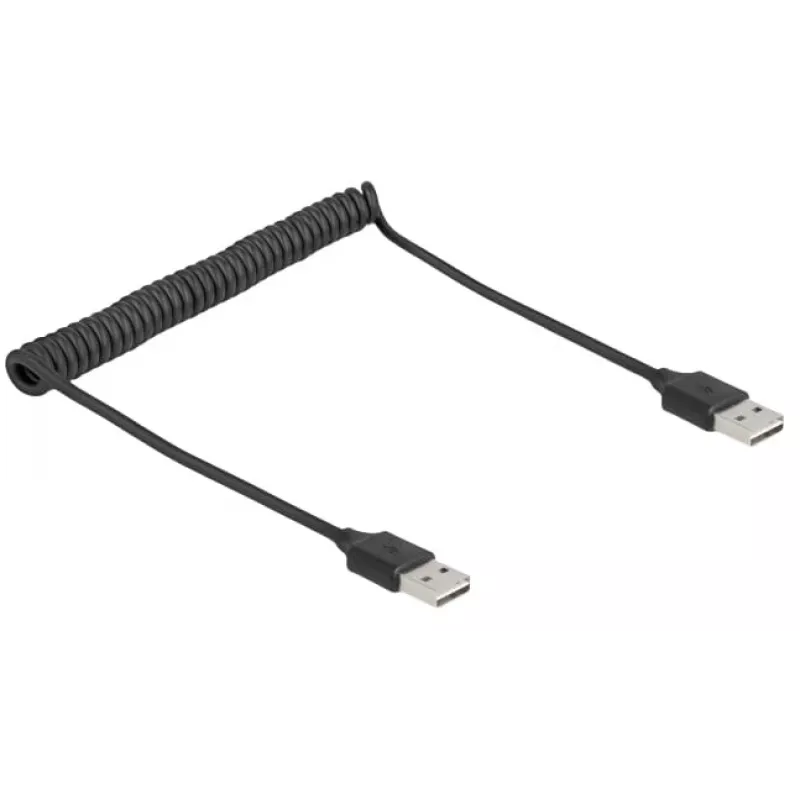 Spiralkabel DeLOCK EASY-USB 2.0 Typ-A Stecker auf Typ-A Stecker 0,5 m bis 0,8 m schwarz