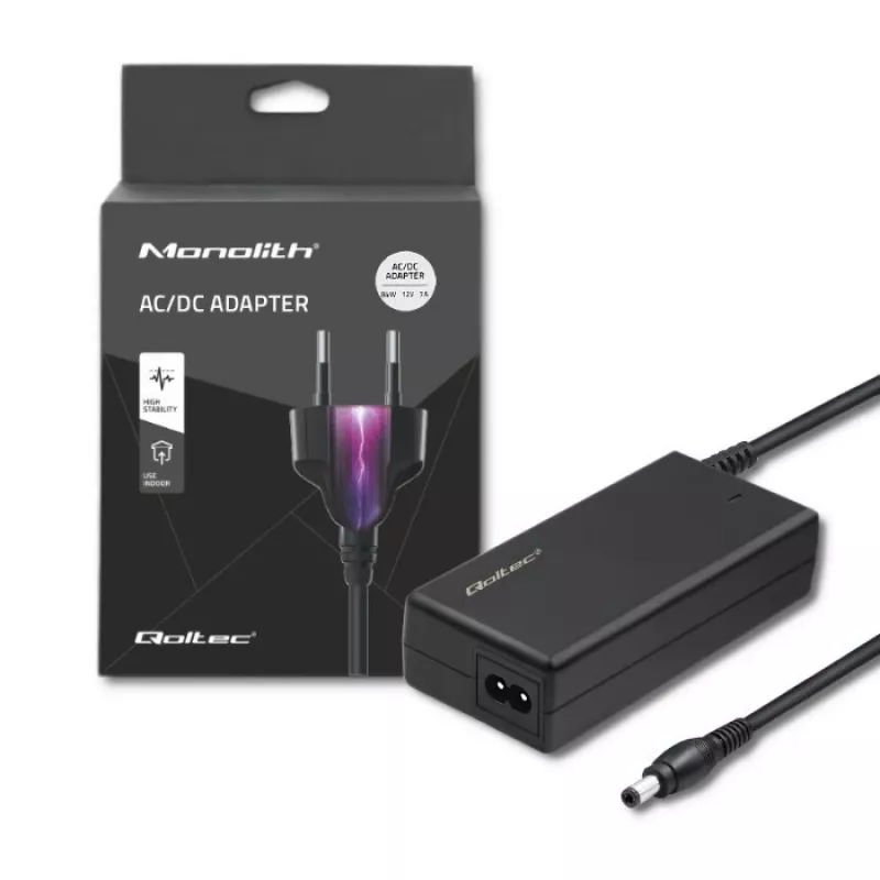 Qoltec 84W Desktop-Netzteil | 12V | 7A | 5,5*2,5 | +Netzkabel