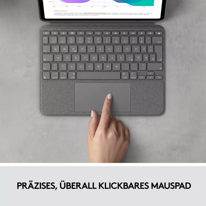 Case mit Tastatur Combo Touch US iPad Pro 11 1,2,3 Gen grau