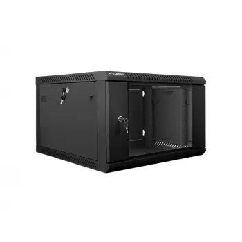 Lanberg wandmontierbarer Installationsschrank 19'' 6U 600x600mm schwarz (Glastür)