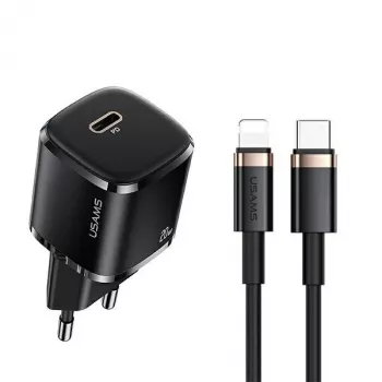 usams Ladegerät 1x USB-C T36 + Lightning PD – kompaktes PD-Ladegerät mit USB-C und Lightning