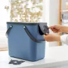 Abfallbehälter rotho Albula 25 L rechteckig, Technopolymer, blau, 400×340×235 mm