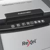 Aktenvernichter REXEL Optimum AutoFeed+ 100X — 100-Blatt automatische Zufuhr, 4 x 28 mm Kreuzschnitt, 34 L Auffangbehälter, Aluminium