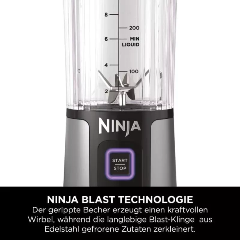 Sportmixer Ninja BC151EUBK — 0,53-L-Behälter, 14,4 W, Akku, Ice-Crush, schwarz