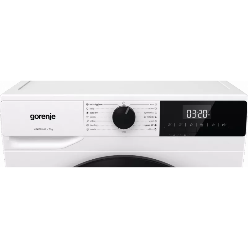 Gorenje Wäschetrockner | D2HNE7E | Energieeffizienzklasse E | Frontlader | 7 kg | Wärmepumpe | LED | Tiefe 51 cm | Weiß