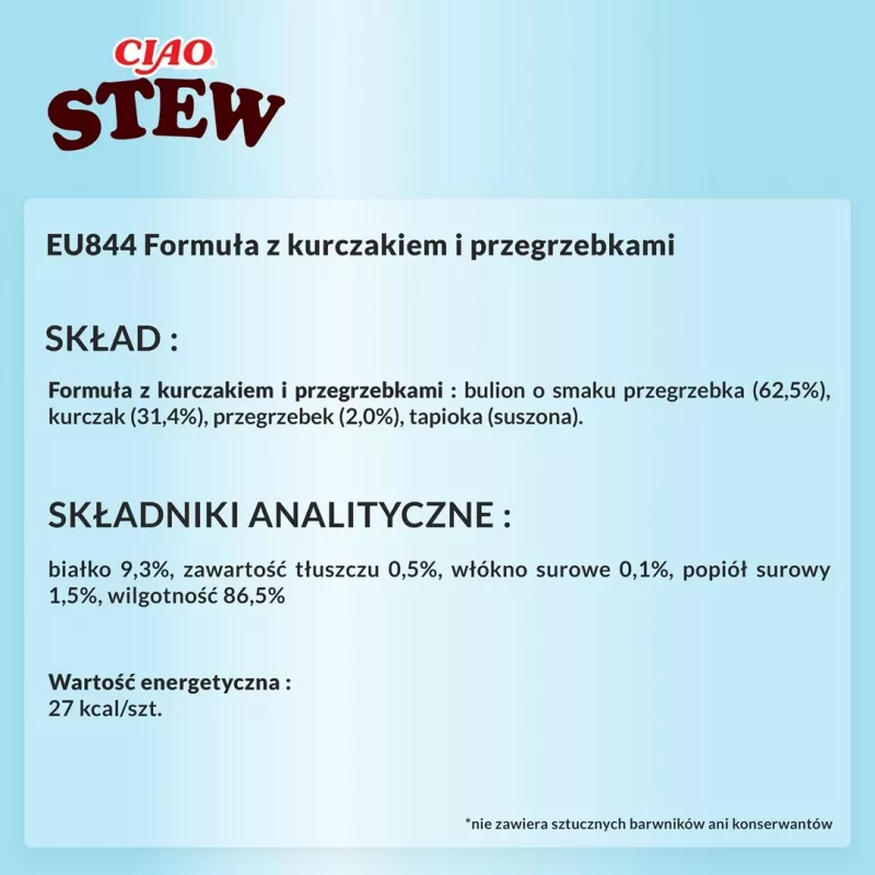 Nassfutter-Leckerli für Katzen INABA Ciao Stew Huhn & Jakobsmuschel Beutel 40 g — getreidefrei, ausgewachsen, fleischig