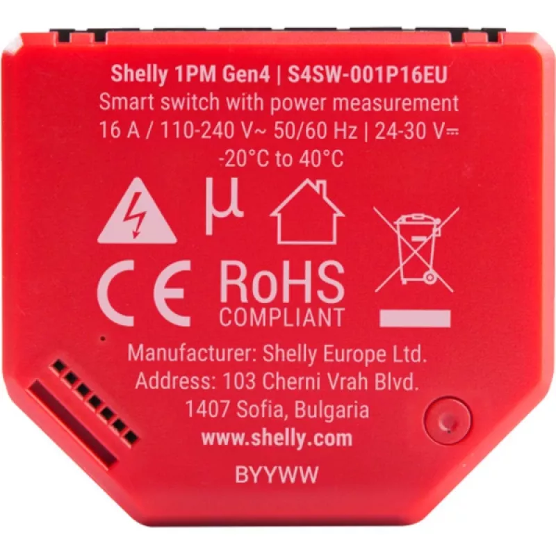 Shelly · Flush-Mount·1PM Gen4 2er-Pack · Relais · max 16A · 1 Kanal · Messfunktion · (Shelly_1PM_Gen4_2er)
