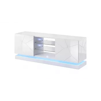TV cabinet cama meble QIU 160 — MDF white gloss, 1600×420×570 mm