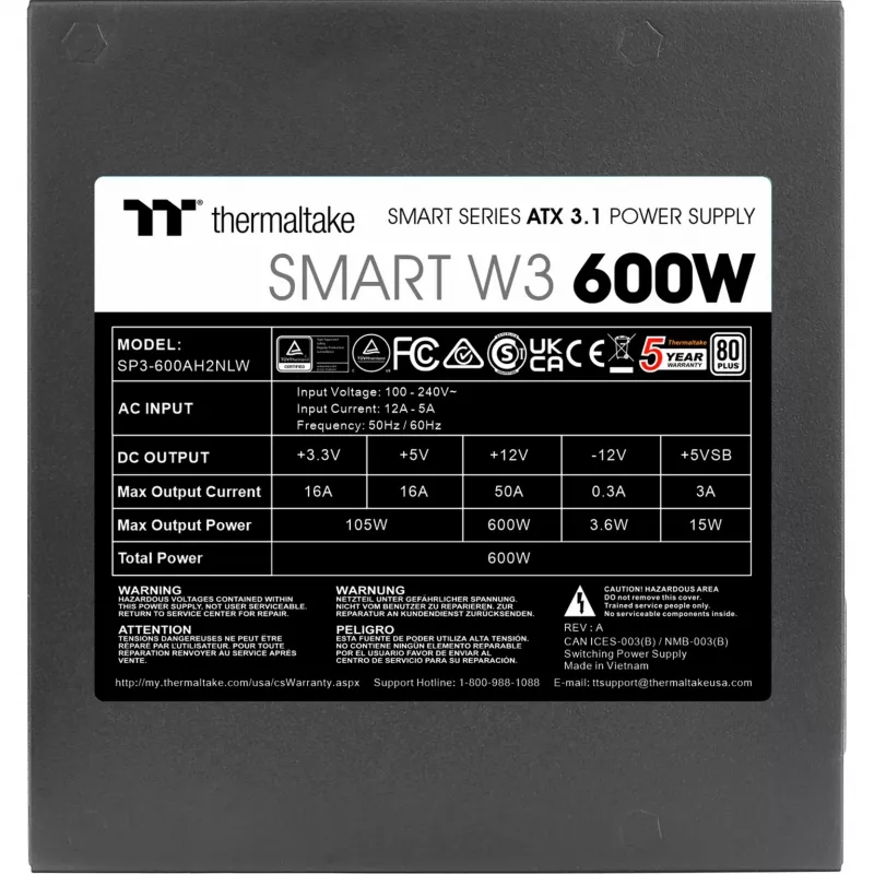 Netzteil Thermaltake Smart W3 600 W