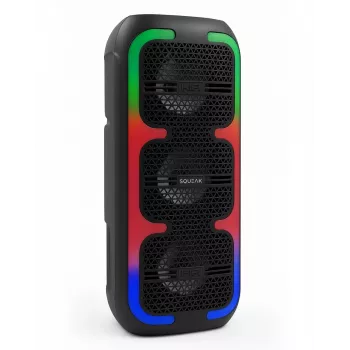 Tragbarer Stereo-Lautsprecher SQUEAK SQ1009 – Bluetooth 5.3, 45 W RMS, 10 h Akkulaufzeit, FM, USB, AUX, LED, 1800 mAh, Schwarz