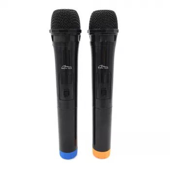 Karaoke-Mikrofon MEDIA-TECH MT395 Accent Pro — kabelgebunden, schwarz, Ein-/Ausschalter, max. Reichweite 20 m, 2er-Pack